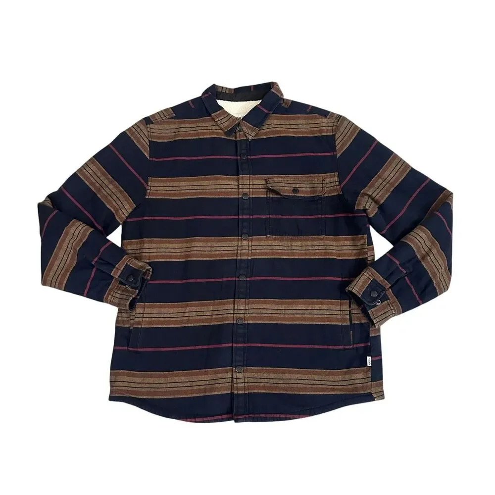 The North Face Men's Campshire Sherpa Lined Shirt Jacket Size L Brown Plaid